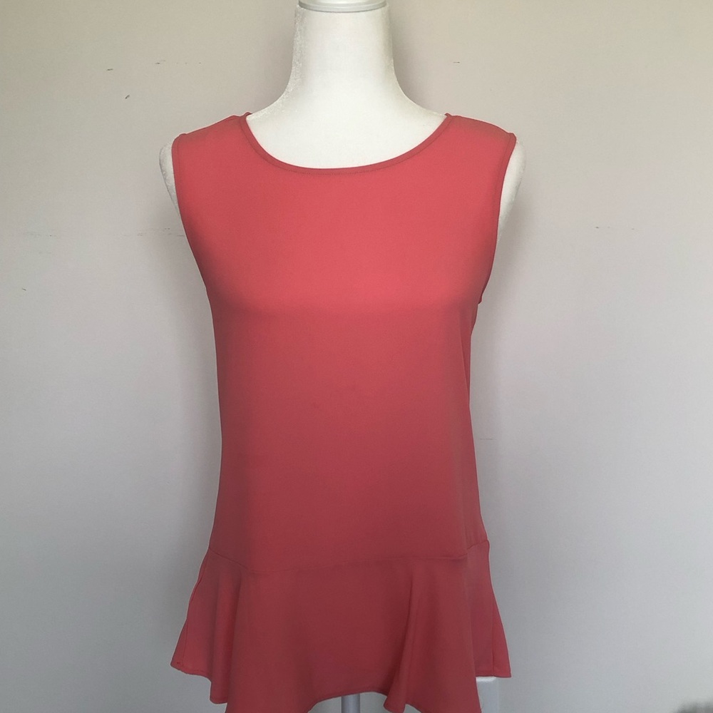 Ann Taylor Pink Ruffle Sleeveless top